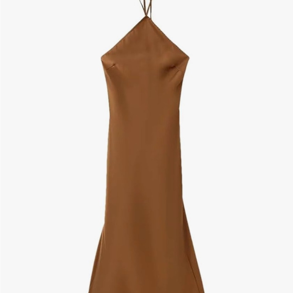 Brown Maxi Slip Dress with Wrap Style for Casual Wear